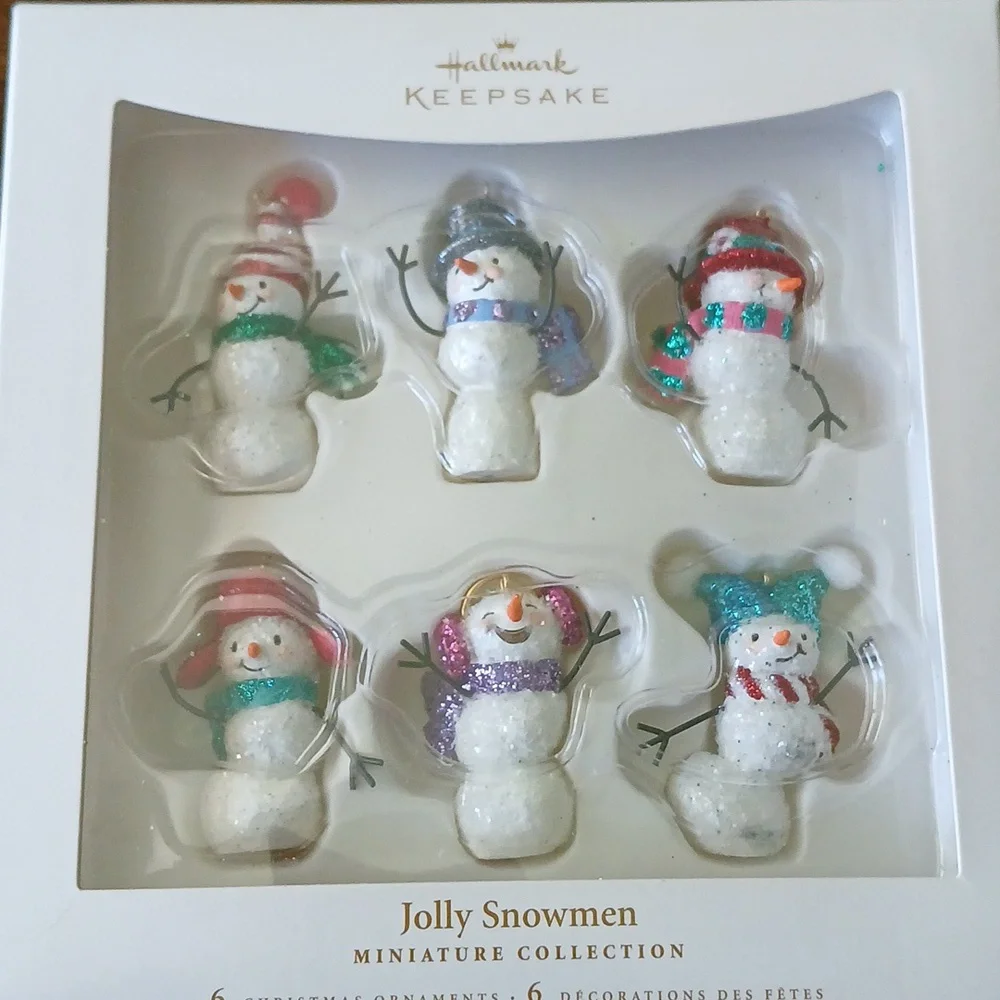 Halmark Keepsake Jolly Snowmen Miniature Collection 6 Christmas Ornament Holiday